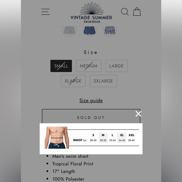 Vintage Summer Tropical Print Men's Swim Trunks - Picture 8 of 11